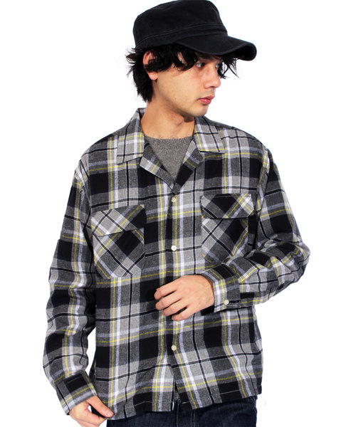 ８(eight)（エイト）の「チェック ネルシャツ フランネル オープンシャツ（シャツ/ブラウス・メンズ・ブラック/レッド/イエロー・MEDIUM/LARGE）」の2枚目の写真