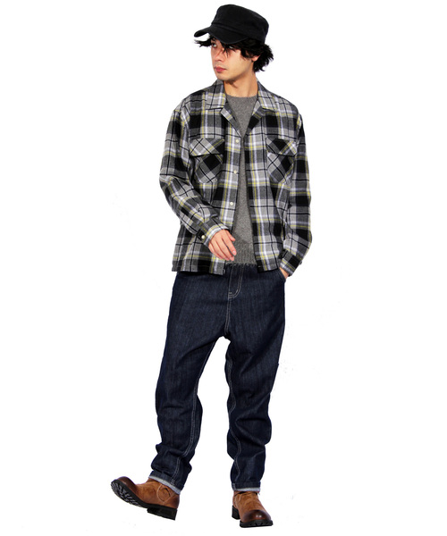 ８(eight)（エイト）の「チェック ネルシャツ フランネル オープンシャツ（シャツ/ブラウス・メンズ・ブラック/レッド/イエロー・MEDIUM/LARGE）」の4枚目の写真