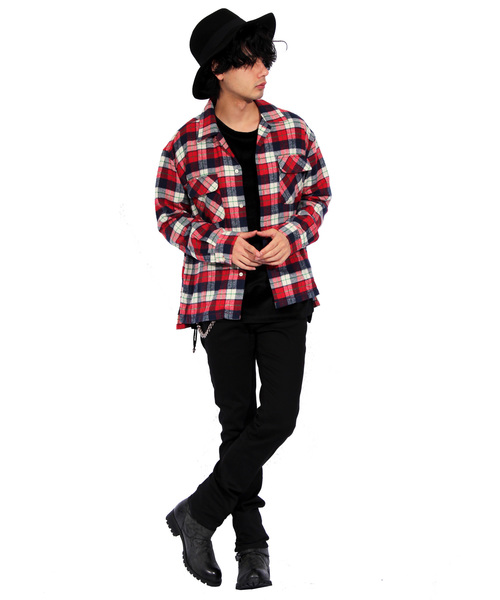 ８(eight)（エイト）の「チェック ネルシャツ フランネル オープンシャツ（シャツ/ブラウス・メンズ・ブラック/レッド/イエロー・MEDIUM/LARGE）」の6枚目の写真