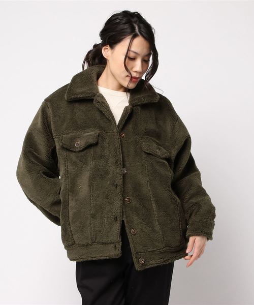 DOUBLE NAME（ダブルネーム）の「ボアＧジャン（デニムジャケット・レディース・ブラック/カーキ/ベージュ・FREE）」の3枚目の写真