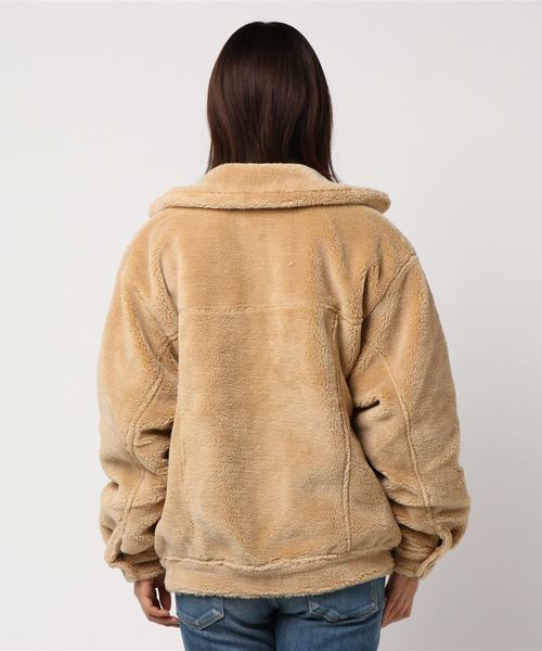 DOUBLE NAME（ダブルネーム）の「ボアＧジャン（デニムジャケット・レディース・ブラック/カーキ/ベージュ・FREE）」の6枚目の写真