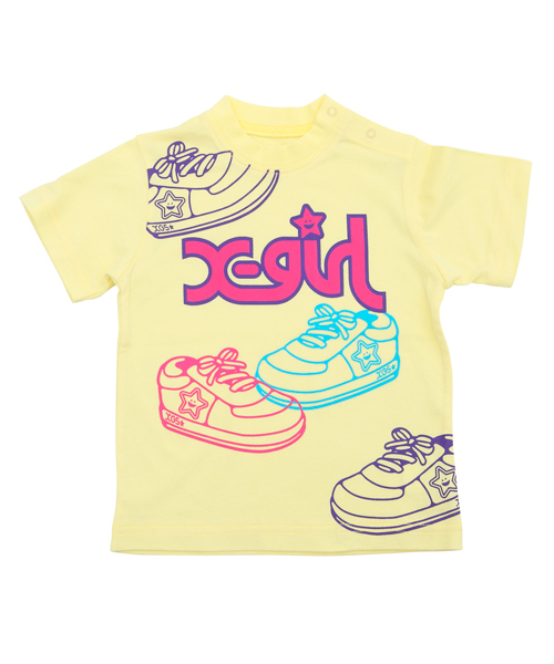 X-girl Stages（エックスガールステージス）の「UV CUT S/S TEE “SNEAKERS” (4T～7T)（Tシャツ/カットソー・キッズ・グリーン/ネイビー/イエロー・4T/5T/6T/7T）」の3枚目の写真