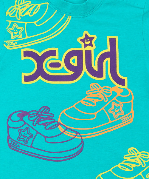 X-girl Stages（エックスガールステージス）の「UV CUT S/S TEE “SNEAKERS” (4T～7T)（Tシャツ/カットソー・キッズ・グリーン/ネイビー/イエロー・4T/5T/6T/7T）」の5枚目の写真