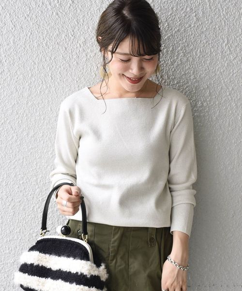 SHIPS（シップス）の「スクエアネックラメプルオーバー◇（ニット