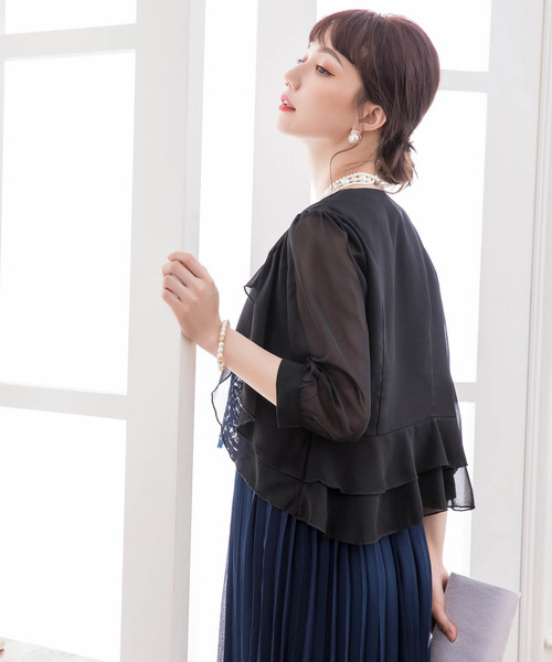 DRESS STAR(ドレス スター)の「薄手シフォンボレロパーティー(カーディガン/ボレロ・レディース・ブラック/ネイビー/グレー/ナチュラル・フリー/L/XL)」の12枚目の写真