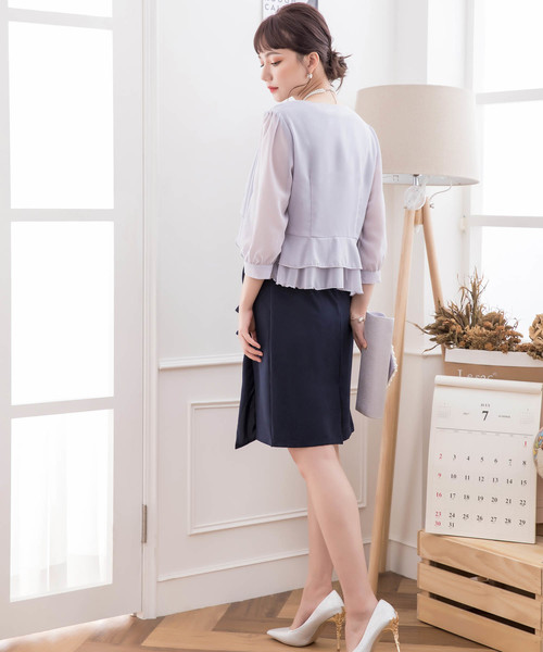 DRESS STAR(ドレス スター)の「薄手シフォンボレロパーティー(カーディガン/ボレロ・レディース・ブラック/ネイビー/グレー/ナチュラル・フリー/L/XL)」の14枚目の写真