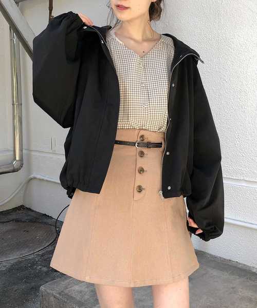 one after another NICE CLAUP（ワンアフターアナザーナイスクラップ）の「ベルト付き 台形ミニスカート（スカート・レディース・アイボリー/ブラック/ベージュ/チェック・FREE）」の9枚目の写真