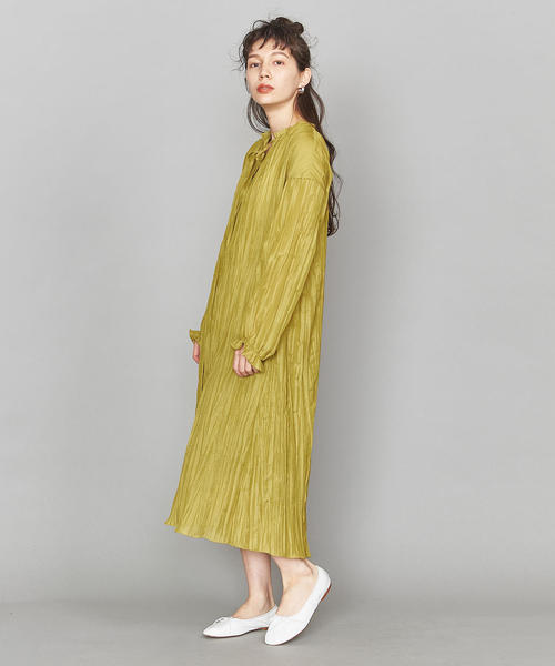 今季新品未使用　タグ付き　ワッシャープリーツワンピース　ユナイテッドアローズ UNITED ARROWS green label relaxing ［size SHORTあり