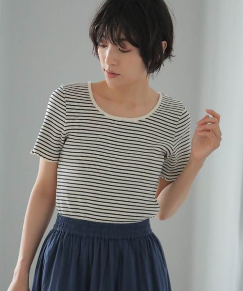 AMERICAN HOLIC（アメリカンホリック）の「ヘビーテレコクルーネックカットプルオーバー　＊（Tシャツ/カットソー・レディース・ブラック/アイボリー/その他7/ホワイト系その他4/ブラック系その他4/ブルー系その他2・M/L）」の3枚目の写真