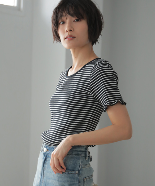 AMERICAN HOLIC（アメリカンホリック）の「ヘビーテレコクルーネックカットプルオーバー　＊（Tシャツ/カットソー・レディース・ブラック/アイボリー/その他7/ホワイト系その他4/ブラック系その他4/ブルー系その他2・M/L）」の4枚目の写真