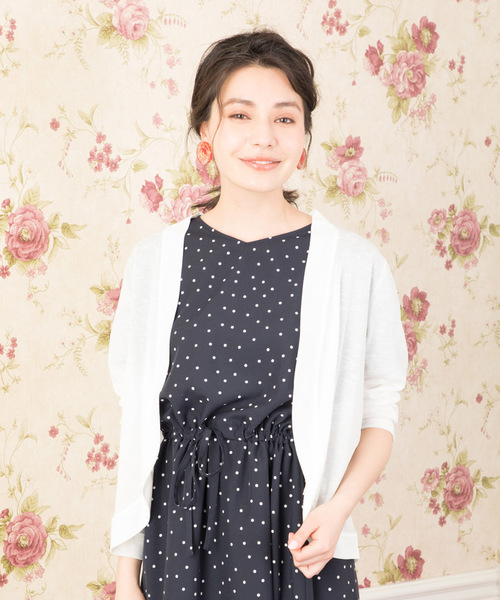 Petit Honfleur（プチオンフルール）の「ラウンドボレロカーディガン（カーディガン/ボレロ・レディース・ホワイト/ネイビー/グレー・M size/L size）」の2枚目の写真