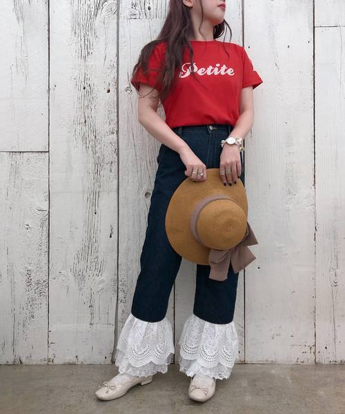 one after another NICE CLAUP（ワンアフターアナザーナイスクラップ）の「【Petite by NICE CLAUP】rogo tee（Tシャツ/カットソー・レディース・オフホワイト/ブルー/ブラック/レッド・FREE）」の14枚目の写真