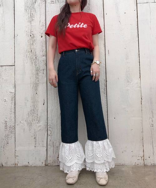 one after another NICE CLAUP（ワンアフターアナザーナイスクラップ）の「【Petite by NICE CLAUP】rogo tee（Tシャツ/カットソー・レディース・オフホワイト/ブルー/ブラック/レッド・FREE）」の18枚目の写真