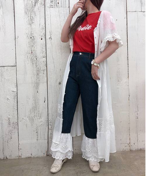 one after another NICE CLAUP（ワンアフターアナザーナイスクラップ）の「【Petite by NICE CLAUP】rogo tee（Tシャツ/カットソー・レディース・オフホワイト/ブルー/ブラック/レッド・FREE）」の5枚目の写真