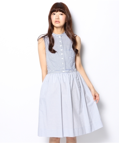 BEAMS BOY（ビームスボーイ）の「○BEAMS BOY / ボーダー ノースリーブ ナースドレス（ワンピース・レディース・イエロー/インディゴブルー・ONE SIZE）」の2枚目の写真
