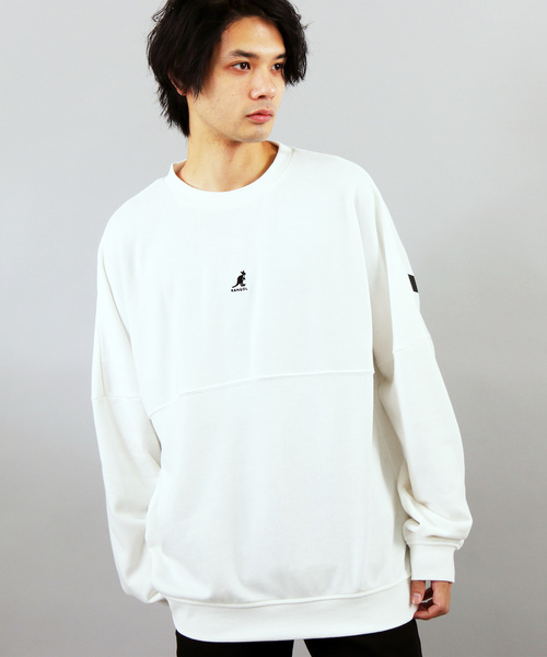 KANGOL(カンゴール)の「【別注】KANGOL×8(eight) コラボロゴビッグトレーナー(スウェット・メンズ・ブラック/ネイビー/グレー/オフホワイト/オリーブ/サンドベージュ/マスタード/スモークピンク/サックスブルー/キャメル・MEDIUM/LARGE)」の3枚目の写真