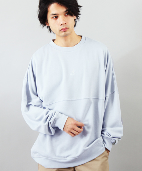 KANGOL(カンゴール)の「【別注】KANGOL×8(eight) コラボロゴビッグトレーナー(スウェット・メンズ・ブラック/ネイビー/グレー/オフホワイト/オリーブ/サンドベージュ/マスタード/スモークピンク/サックスブルー/キャメル・MEDIUM/LARGE)」の2枚目の写真