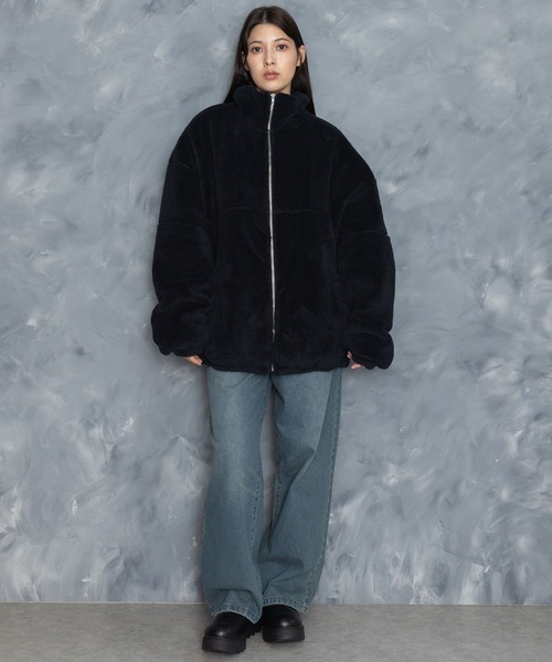 セール】スーパービッグシルエット もこもこボアブルゾン（ブルゾン