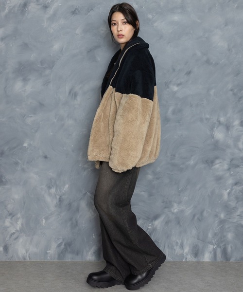 セール】スーパービッグシルエット もこもこボアブルゾン（ブルゾン