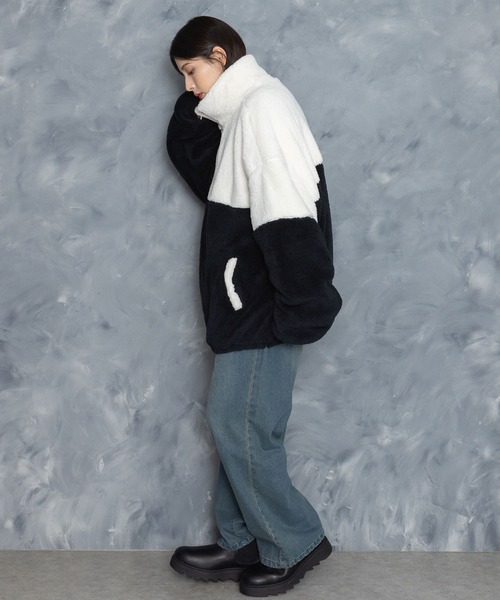 ブラックホワイト モコモコ様 セール】スーパービッグシルエット もこもこボアブルゾン（ブルゾン