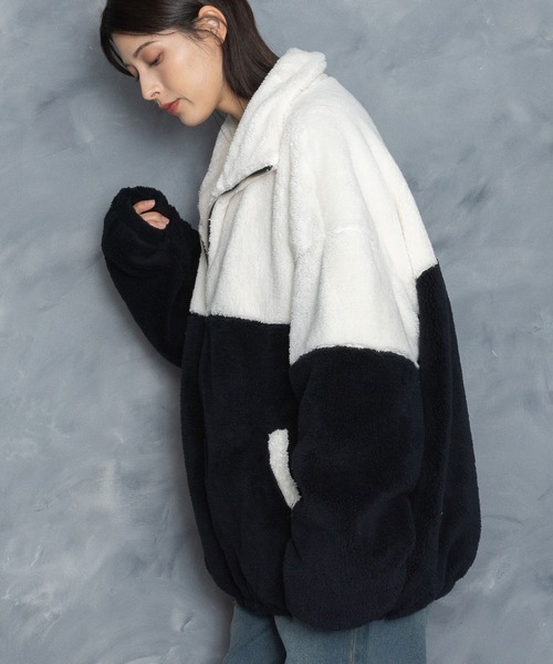 Starting Over(スターティングオーバー)の「スーパービッグシルエット もこもこボアブルゾン(ブルゾン・メンズ・ブラック/ベージュ/ブラック×ホワイト/ベージュ×ブラック/チャコールグレー×ブラック・M/L/XL)」の17枚目の写真