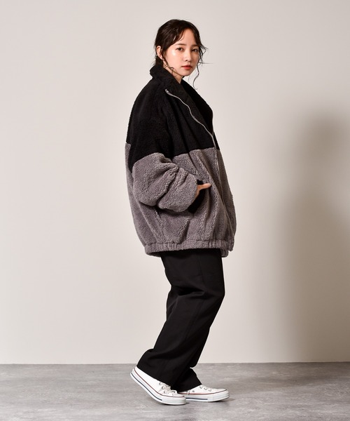 Starting Over(スターティングオーバー)の「スーパービッグシルエット もこもこボアブルゾン(ブルゾン・メンズ・ブラック/ベージュ/ブラック×ホワイト/ベージュ×ブラック/チャコールグレー×ブラック・M/L/XL)」の13枚目の写真