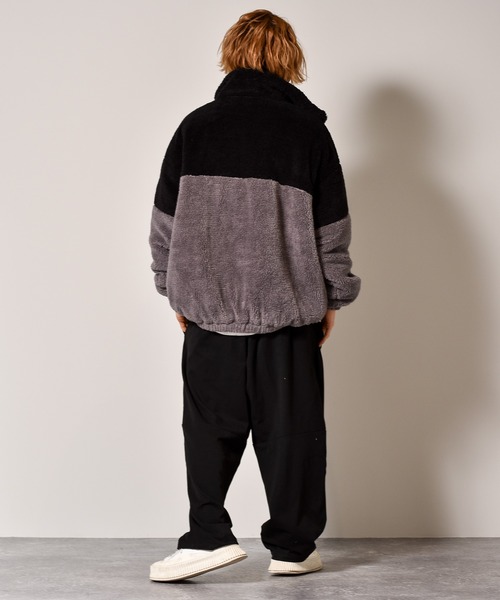 Starting Over(スターティングオーバー)の「スーパービッグシルエット もこもこボアブルゾン(ブルゾン・メンズ・ブラック/ベージュ/ブラック×ホワイト/ベージュ×ブラック/チャコールグレー×ブラック・M/L/XL)」の9枚目の写真