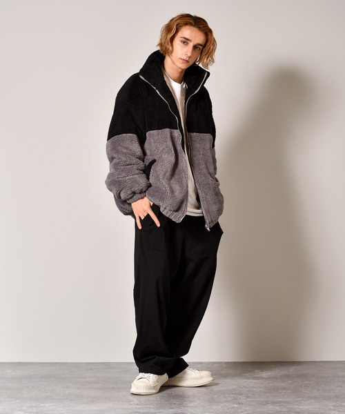 Starting Over(スターティングオーバー)の「スーパービッグシルエット もこもこボアブルゾン(ブルゾン・メンズ・ブラック/ベージュ/ブラック×ホワイト/ベージュ×ブラック/チャコールグレー×ブラック・M/L/XL)」の11枚目の写真