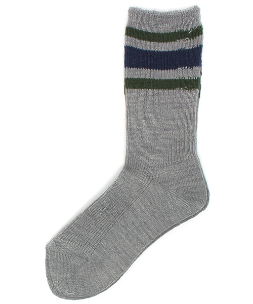 Ray BEAMS（レイビームス）の「Ray BEAMS / 毛混ラインソックス（ソックス/靴下・レディース・オフホワイト/グレー/ネイビー・ONE SIZE）」の2枚目の写真