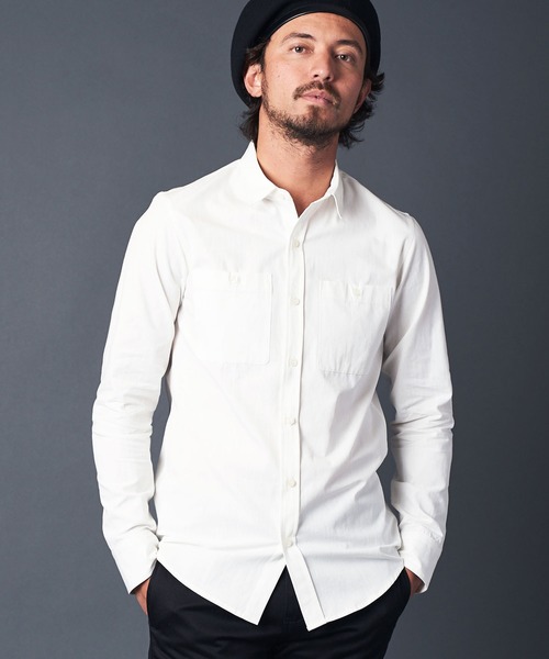 Magine(マージン)の「CTN/LI BOX DOUBLE PKT SHIRTS L/S 20SS:コットン/リネン ダブルポケット シャツ(シャツ/ブラウス)」|ホワイト