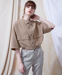 EMMA CLOTHES | ブライトポプリンリラックスレギュラーカラーオーバーCPOシャツ 1/2 sleeve(EMMA CLOTHES)(シャツ/ブラウス)