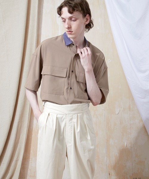 EMMA CLOTHES(エマクローズ)の「ブライトポプリンリラックスレギュラーカラーオーバーCPOシャツ 1/2 sleeve(EMMA CLOTHES)(シャツ/ブラウス・メンズ・ブラック/ベージュ/ブラウン/ベージュ系その他/グリーン系その他/ベージュ系その他2/ブラック系その他/ベージュ系その他3/キナリ/グレイッシュベージュ/ライラック/グレイッシュブルー・M/L/S)」の20枚目の写真