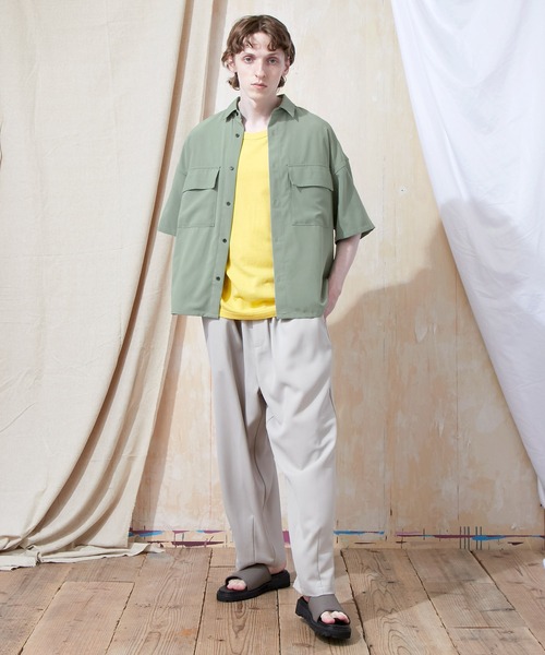 EMMA CLOTHES(エマクローズ)の「ブライトポプリンリラックスレギュラーカラーオーバーCPOシャツ 1/2 sleeve(EMMA CLOTHES)(シャツ/ブラウス・メンズ・ブラック/ベージュ/ブラウン/ベージュ系その他/グリーン系その他/ベージュ系その他2/ブラック系その他/ベージュ系その他3/キナリ/グレイッシュベージュ/ライラック/グレイッシュブルー・M/L/S)」の19枚目の写真