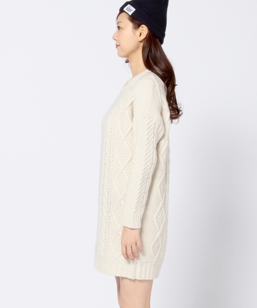 Another Edition（アナザーエディション）の「3ゲージケーブルチュニック/AE 3G CABLE TUNIC（ニット/セーター・レディース・オフホワイト/グレー/ネイビー・ﾌﾘ-）」の9枚目の写真