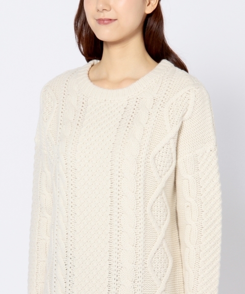 Another Edition（アナザーエディション）の「3ゲージケーブルチュニック/AE 3G CABLE TUNIC（ニット/セーター・レディース・オフホワイト/グレー/ネイビー・ﾌﾘ-）」の11枚目の写真