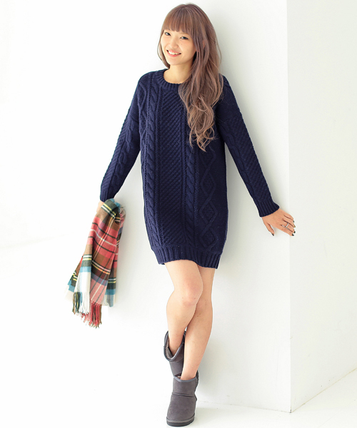 Another Edition（アナザーエディション）の「3ゲージケーブルチュニック/AE 3G CABLE TUNIC（ニット/セーター・レディース・オフホワイト/グレー/ネイビー・ﾌﾘ-）」の16枚目の写真