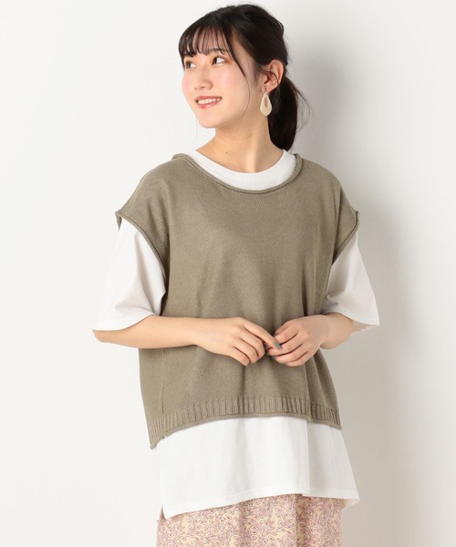 archives(アルシーヴ)の「バックレースアップベストSET(Tシャツ/カットソー・レディース・モカ/アイボリー/カーキ・MEDIUM)」の18枚目の写真