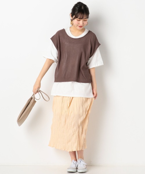 archives(アルシーヴ)の「バックレースアップベストSET(Tシャツ/カットソー・レディース・モカ/アイボリー/カーキ・MEDIUM)」の22枚目の写真