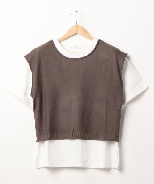 archives(アルシーヴ)の「バックレースアップベストSET(Tシャツ/カットソー・レディース・モカ/アイボリー/カーキ・MEDIUM)」の9枚目の写真