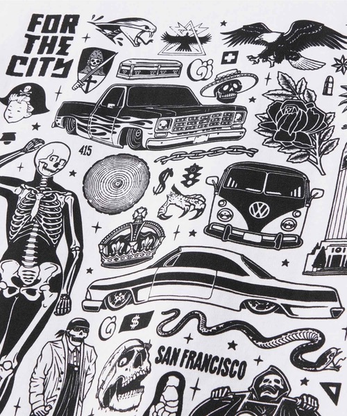 FTC（エフティーシー）の「MIKE GIANT Artwork by Mike Giant（Tシャツ/カットソー・メンズ・ホワイト/ヘザーグレー/ブラック・MEDIUM/LARGE/X-LARGE/SMALL）」の7枚目の写真