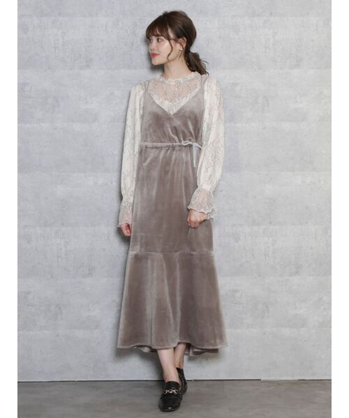 dazzlin（ダズリン）の「裾フレアキャミワンピース（ワンピース・レディース・グレー/ブラック/ピンク・FREE）」の4枚目の写真