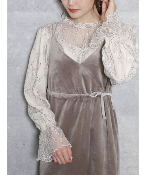 dazzlin（ダズリン）の「裾フレアキャミワンピース（ワンピース・レディース・グレー/ブラック/ピンク・FREE）」の10枚目の写真