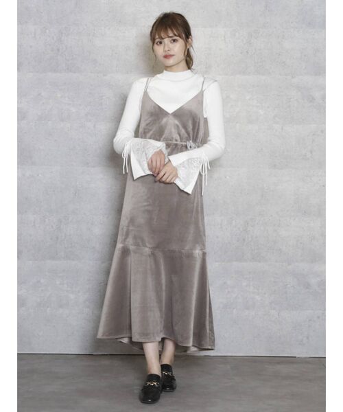 dazzlin（ダズリン）の「裾フレアキャミワンピース（ワンピース・レディース・グレー/ブラック/ピンク・FREE）」の7枚目の写真