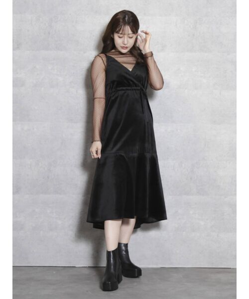 dazzlin（ダズリン）の「裾フレアキャミワンピース（ワンピース・レディース・グレー/ブラック/ピンク・FREE）」の5枚目の写真