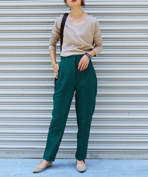 Fashion Letter（ファッションレター）の「フライスVネックロンT（Tシャツ/カットソー・レディース・チャコールグレー/ライトグレー/ブラック/ネイビー/オフホワイト/カーキ/マジェンタ/杢グレー/グレイッシュベージュ・M/LL/3L/4L/L）」の19枚目の写真