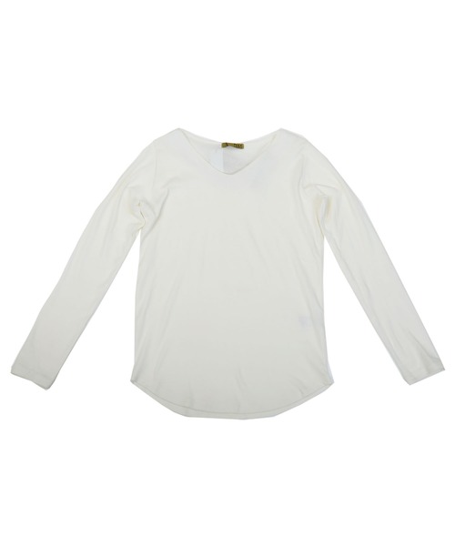 Fashion Letter（ファッションレター）の「フライスVネックロンT（Tシャツ/カットソー・レディース・チャコールグレー/ライトグレー/ブラック/ネイビー/オフホワイト/カーキ/マジェンタ/杢グレー/グレイッシュベージュ・M/LL/3L/4L/L）」の21枚目の写真