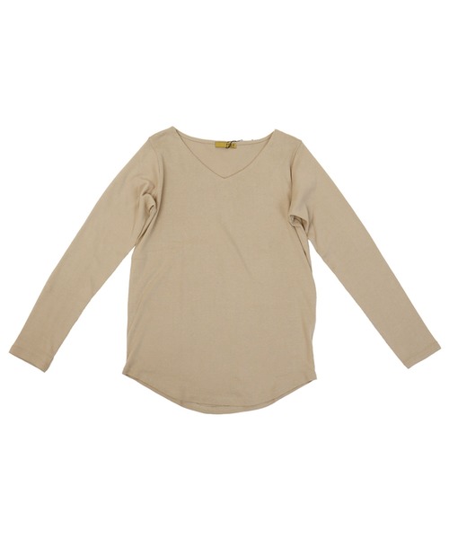 Fashion Letter（ファッションレター）の「フライスVネックロンT（Tシャツ/カットソー・レディース・チャコールグレー/ライトグレー/ブラック/ネイビー/オフホワイト/カーキ/マジェンタ/杢グレー/グレイッシュベージュ・M/LL/3L/4L/L）」の15枚目の写真