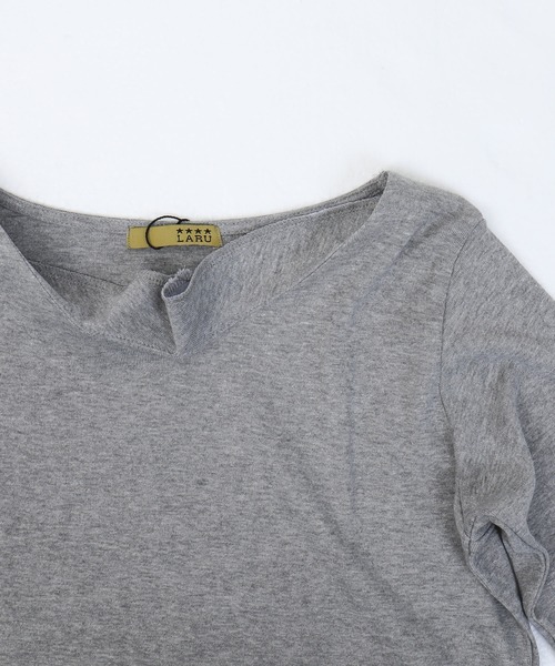 Fashion Letter（ファッションレター）の「フライスVネックロンT（Tシャツ/カットソー・レディース・チャコールグレー/ライトグレー/ブラック/ネイビー/オフホワイト/カーキ/マジェンタ/杢グレー/グレイッシュベージュ・M/LL/3L/4L/L）」の22枚目の写真