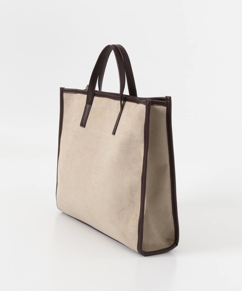 URBAN RESEARCH DOORS（アーバンリサーチドアーズ）の「コーデュロイパイピングバッグ（トートバッグ・レディース・グレー/ライトベージュ・ONE）」の7枚目の写真