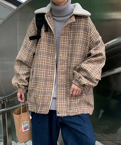 MGV(エムジーヴィー)の「ボア襟チェックブルゾン(ブルゾン・メンズ・ベージュ/キャメル/ワイン・MEDIUM/LARGE/X-LARGE)」の22枚目の写真